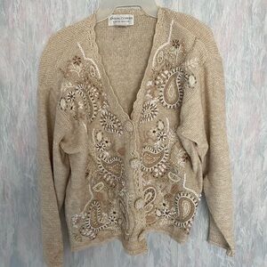 VINTAGE Casual Corner Limited Edition Embellished Sweater With Shoulder Pads
